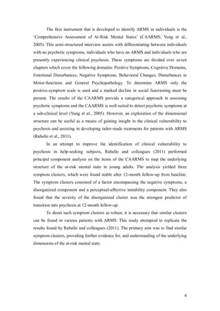 Mapping the Structure of the At-Risk Mental State | PDF