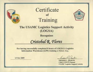 LOGSA Certification copy