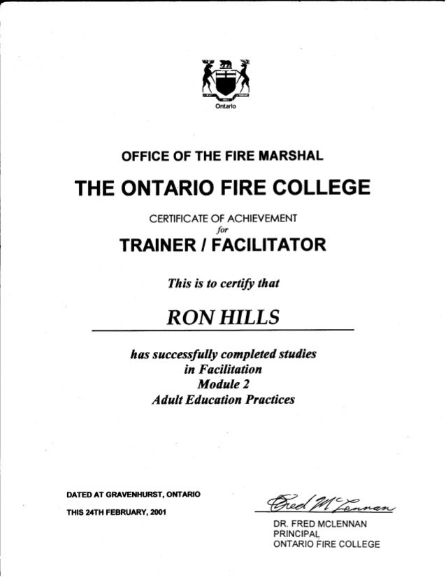 Fire Training Certificates