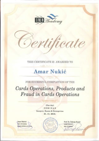Cards Operations, Products and Fraud in Cards Operations