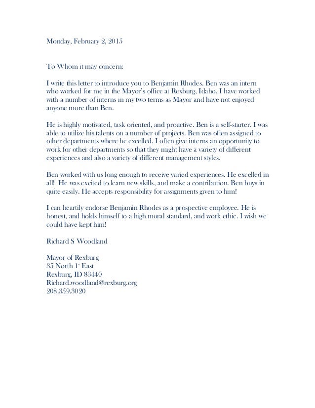letter of recommendation mayor mayor recommendation letter