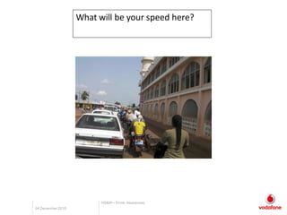 HS&W– Driver Awareness
04 December 2010
What will be your speed here?
 