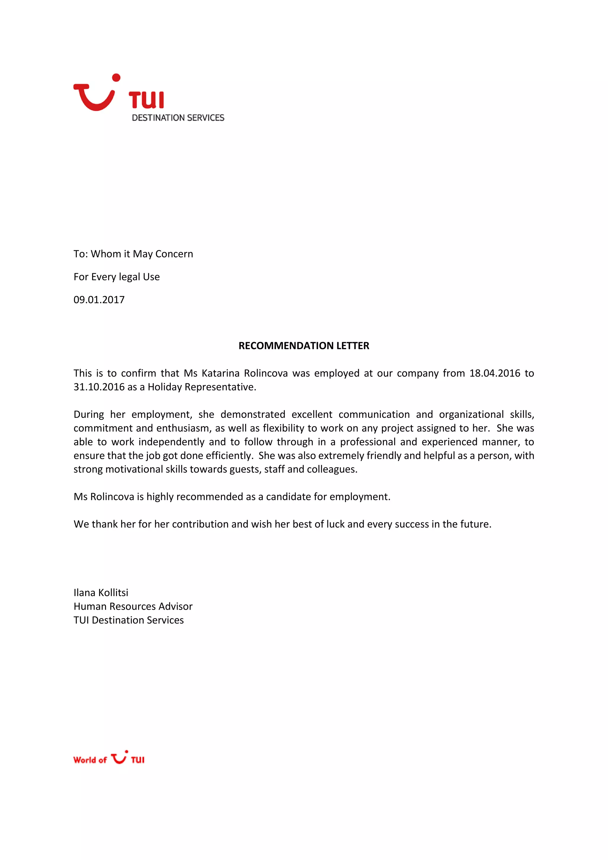 RECOMMENDATION LETTER_HR_ROLINCOVA | PDF