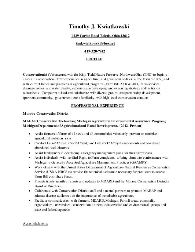 District conservationist resume