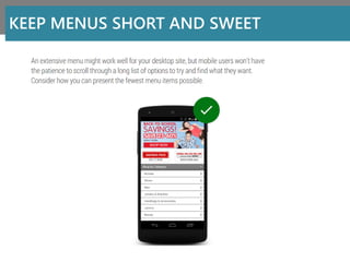 KEEP MENUS SHORT AND SWEET
 