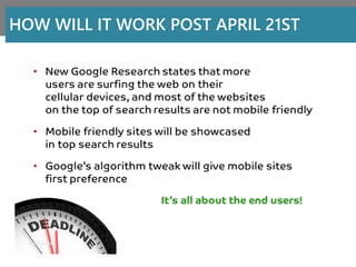 HOW WILL IT WORK POST APRIL 21ST
 