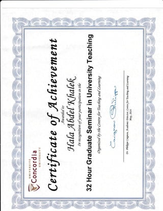 32 hour university teaching certificate of achievement