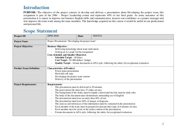 project schedule presentation