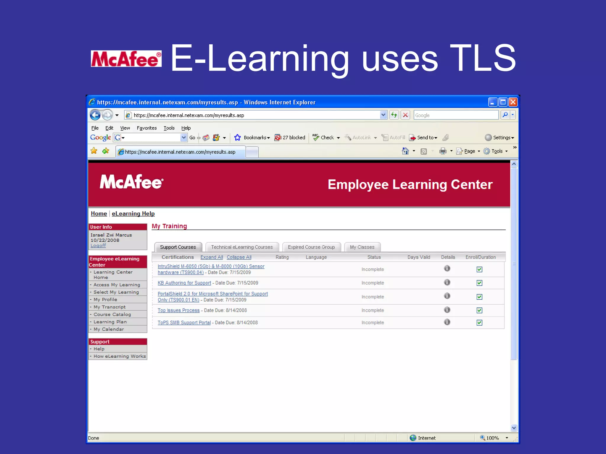 E-Learning uses TLS
 