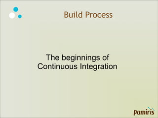 Build Process
The beginnings of
Continuous Integration
 