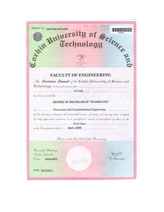 Degree certificat of Sibi