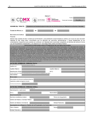 70 GACETA OFICIAL DEL DISTRITO FEDERAL 16 de Diciembre de 2015
Anexo 1
 