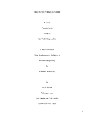 Cloud Computing Security (Final Year Project) by Pavlos Stefanis | PDF