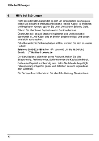 Allgemeine Hinweise
29
*Print Job: , 11.01.00, 11:46
5.2 Reinigen
Das Gerät reinigen Sie am besten mit einem feuchten Tuch. Das Tuch darf auch
mit einem Kunststoffreiniger befeuchtet sein. Vermeiden Sie Sprays und zu viel
Flüssigkeit, da diese durch die Öffnungen in das Geräteinnere gelangen und
Schäden verursachen könnten.
Verwenden Sie auf keinen Fall Reiniger, die Scheuermittel, Alkohol, Spiritus oder
Lösungsmittel (z.B. Terpentin) enthalten. Diese Mittel können das Kunststoff-
gehäuse angreifen und die Bedruckung beschädigen.
5.3 Akku-/Batterieentsorgung, Recycling
Akkus und Batterien gehören nicht in den Hausmüll! Als Verbraucher sind Sie
gesetzlich verpflichtet, verbrauchte Akkus und Batterien zurückzugeben. Diese
können Sie bei den örtlichen Sammelstellen Ihrer Gemeinde bzw. im Fachhandel
abgeben. Die im Lieferumfang enthaltenen Akkus und Batterien enthalten keine
Schadstoffe wie Blei oder Quecksilber.
Handelsübliche Akkus und Batterien enthalten ggf. Schwermetalle, die wie folgt
gekennzeichnet sind:
Pb für Blei
Hg für Quecksilber
Cd für Cadmium
Pb Cd Hg
Zur Entsorgung Ihres Gerätes:
Wenn dieses Produkt eines Tages ausgedient hat, werfen
Sie es bitte nicht in den Hausmüll. Bringen Sie es der
Umwelt zuliebe zu einem Wertstoff- oder Recyclinghof, über
den Altgeräte angenommen und einer umweltgerechten
Verwertung zugeführt werden.
 