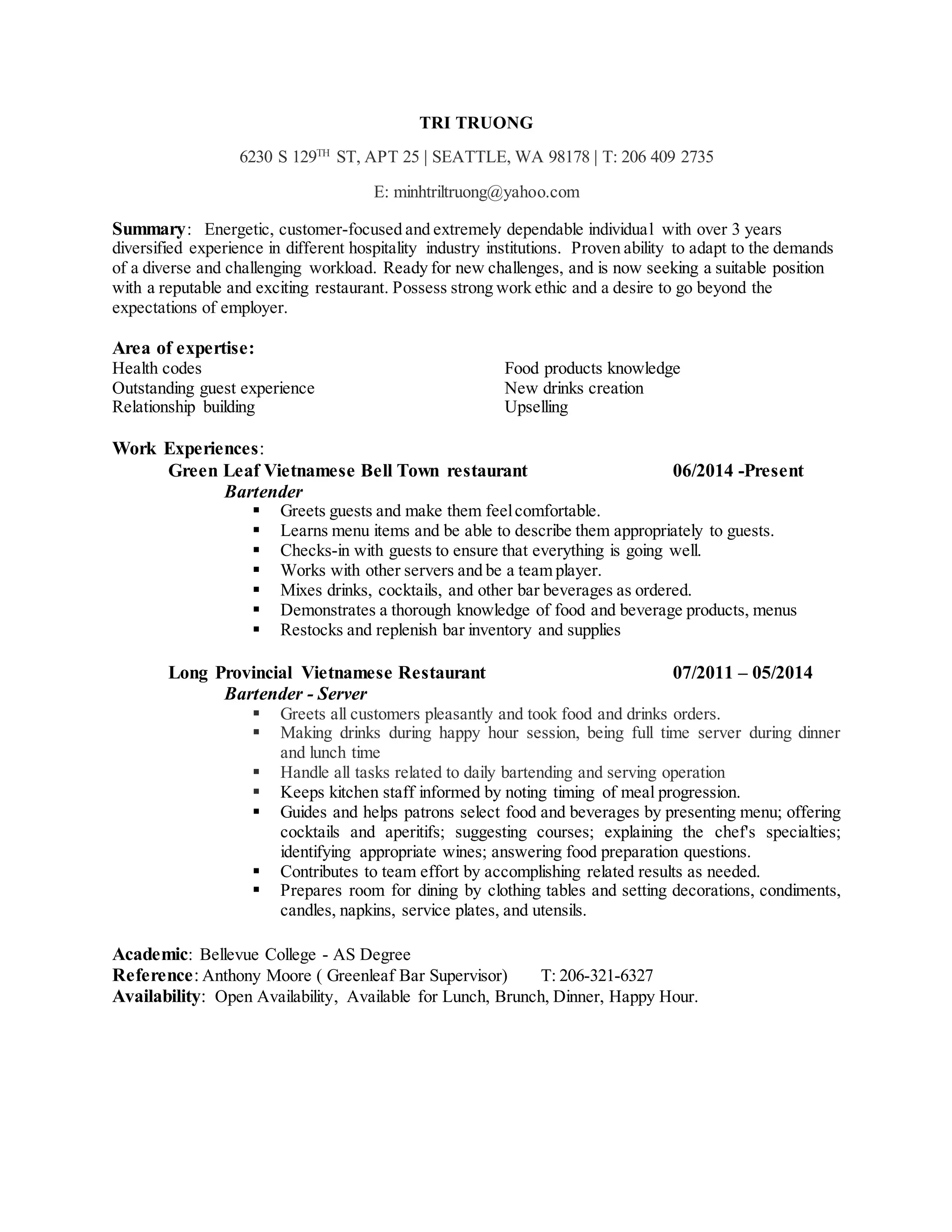 TRI TRUONG RESUME PDF - TRI TRUONG RESUME 1 2048 