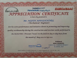Certificate from MAN