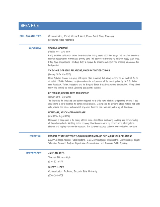 Brea Rice Resume Second | PDF
