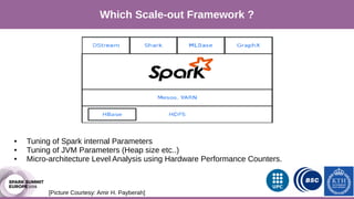 Which Scale-out Framework ?
[Picture Courtesy: Amir H. Payberah]
● Tuning of Spark internal Parameters
● Tuning of JVM Parameters (Heap size etc..)
● Micro-architecture Level Analysis using Hardware Performance Counters.
 