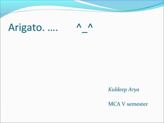 Arigato. …. ^_^
Kuldeep Arya
MCA V semester
 