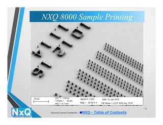 14
NXQ 8000 Sample PrintingNXQ 8000 Sample Printing
Neutronix-Quintel Confidential - NXQ - Table of Contents
 