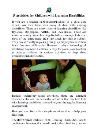 Learning Difficulty Activities 10 Playful Activities For Children With Disabilities – ZJWN