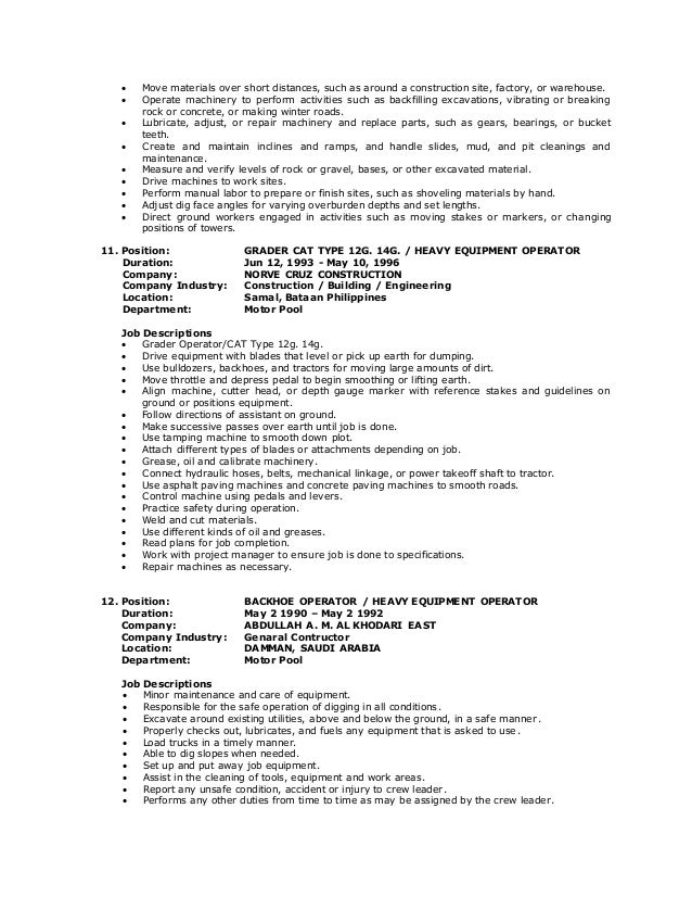 Wilfredo Guila Resume Crane Operator