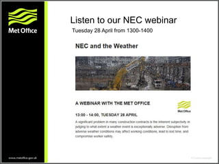 Listen to our NEC webinar
Tuesday 28 April from 1300-1400
 