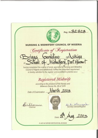 midwifery certificate
