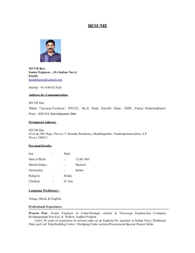 Resume Rao MVVR