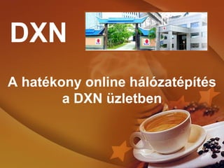 DXN
A hatékony online hálózatépítés
        a DXN üzletben
 