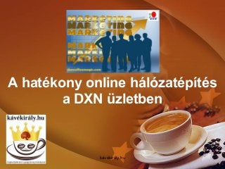 A hatékony online hálózatépítés
a DXN üzletben
kávékirály.hu
 