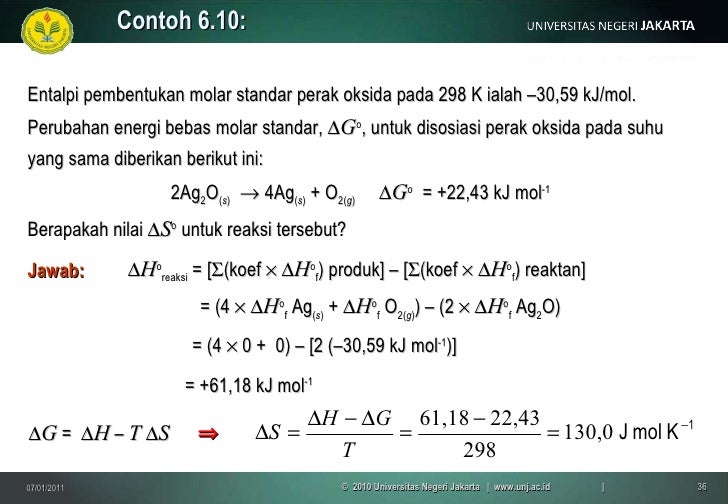 Contoh Soal Dan Pembahasan Energi Bebas Gibbs