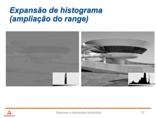 Expansão de histograma
(ampliação do range)
Sistemas e Aplicações Multimídia 27
 