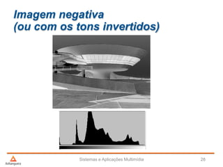 Imagem negativa
(ou com os tons invertidos)
Sistemas e Aplicações Multimídia 28
 