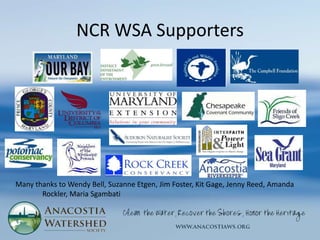 NCR WSA Supporters




Many thanks to Wendy Bell, Suzanne Etgen, Jim Foster, Kit Gage, Jenny Reed, Amanda
       Rockler, Maria Sgambati
 