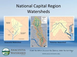National Capital Region
                  Watersheds




Anacostia Watershed           Potomac Watershed
 