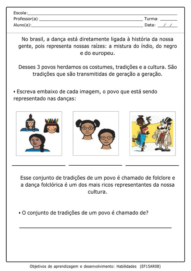 ATIVIDADE DE ARTE PARA O 5º ANO DO Ensino Fundamental | DOCX | Education
