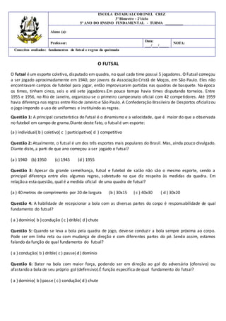 EDUCA AÇÃO FÍSICA E HUMANA: CONTEÚDO: JOGOS - 5º ANO - 2º BIMESTRE