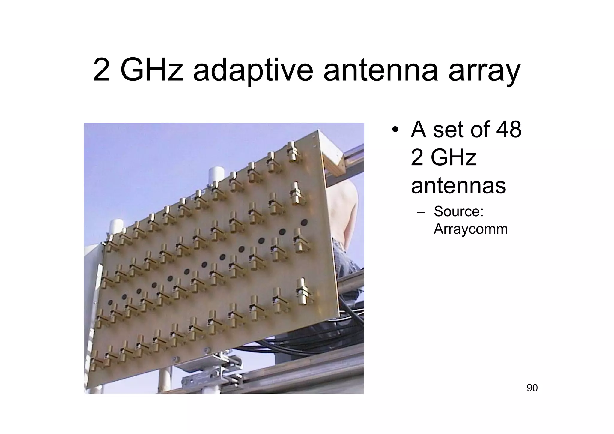 R Struzak 90
2 GHz adaptive antenna array
• A set of 48
2 GHz
antennas
– Source:
Arraycomm
 