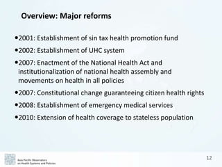 APO The Kingdom of Thailand Health System Review (Health in Transition ...