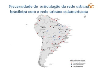 Necessidade de  articulação da rede urbana brasileira com a rede urbana sulamericana 