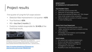 Project results
First quarter of using the full-scope solution
• Detection Rate Improvement in 1st quarter: +60%
• True Po...