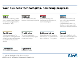 Your business technologists. Powering progress




 10 | 14-09-2011 | Corporate Communications
All Regions | All Sectors | All Divisions | All Departments
 