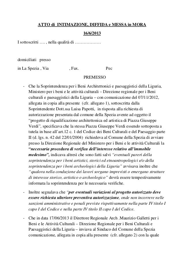 Lettera diffida amministratore condominio