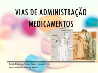 VIAS DE ADMINISTRAÇÃO
            MEDICAMENTOS


Curso de Atendente de Farmácia, Drogaria e Consultório Médico
Centrus Cursos|Profº Cláudio Luís Venturini
 