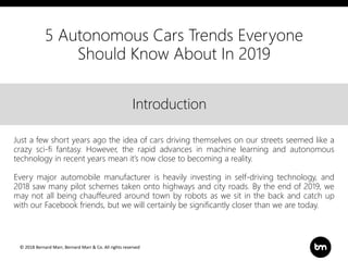 5 Autonomous Cars Trends Everyone Should Know About In 2019
