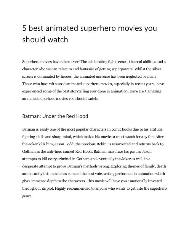 5 Awesome Movies Of Superheroes You Should Watch