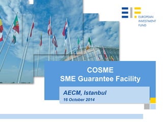 COSME
SME Guarantee Facility
AECM, Istanbul
16 October 2014
 