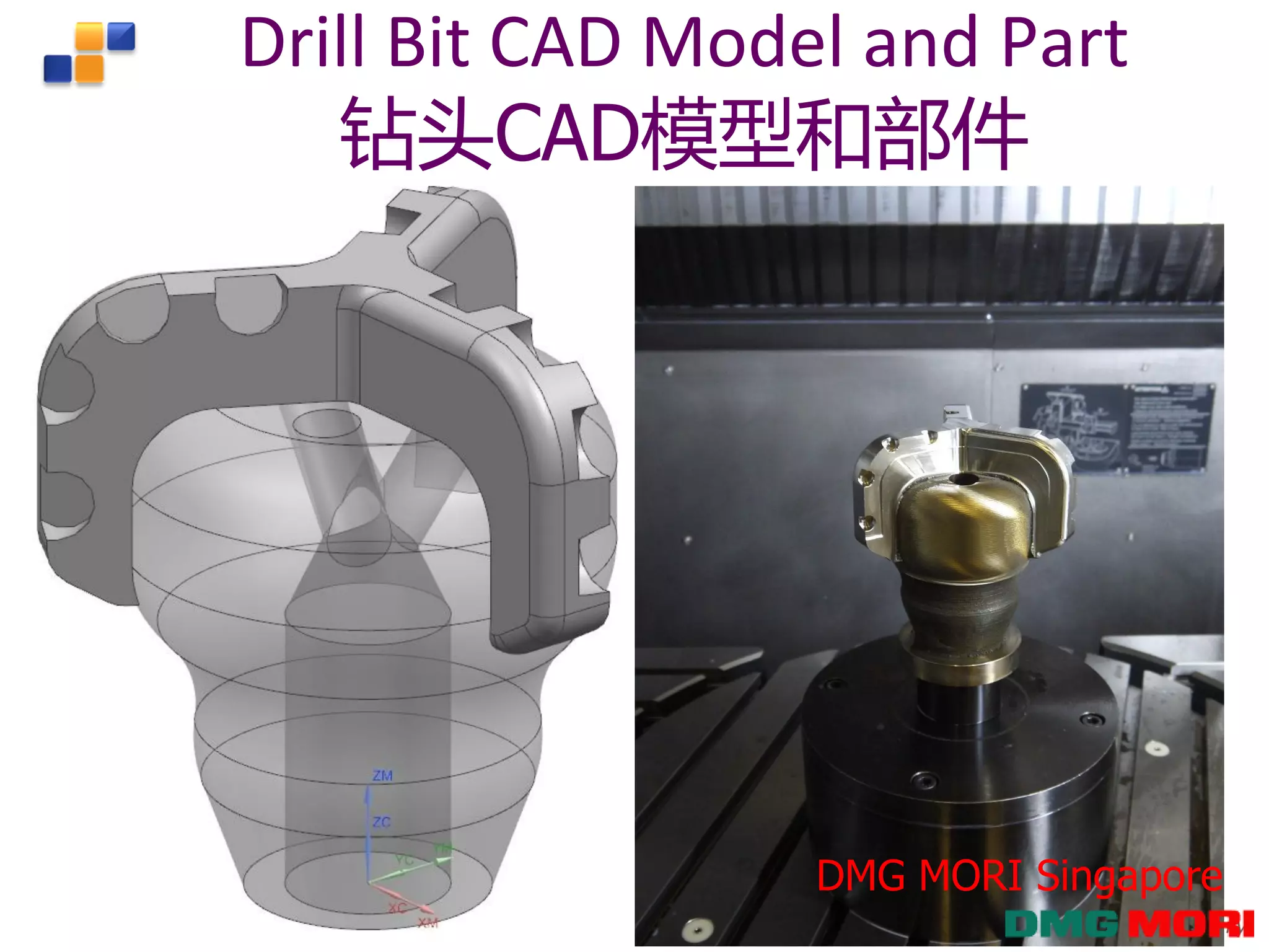 Confidential © 2016 All rights reserved
Singapore Institute of Manufacturing Technology Slide 20
Drill Bit CAD Model and Part
钻头CAD模型和部件
DMG MORI Singapore
 