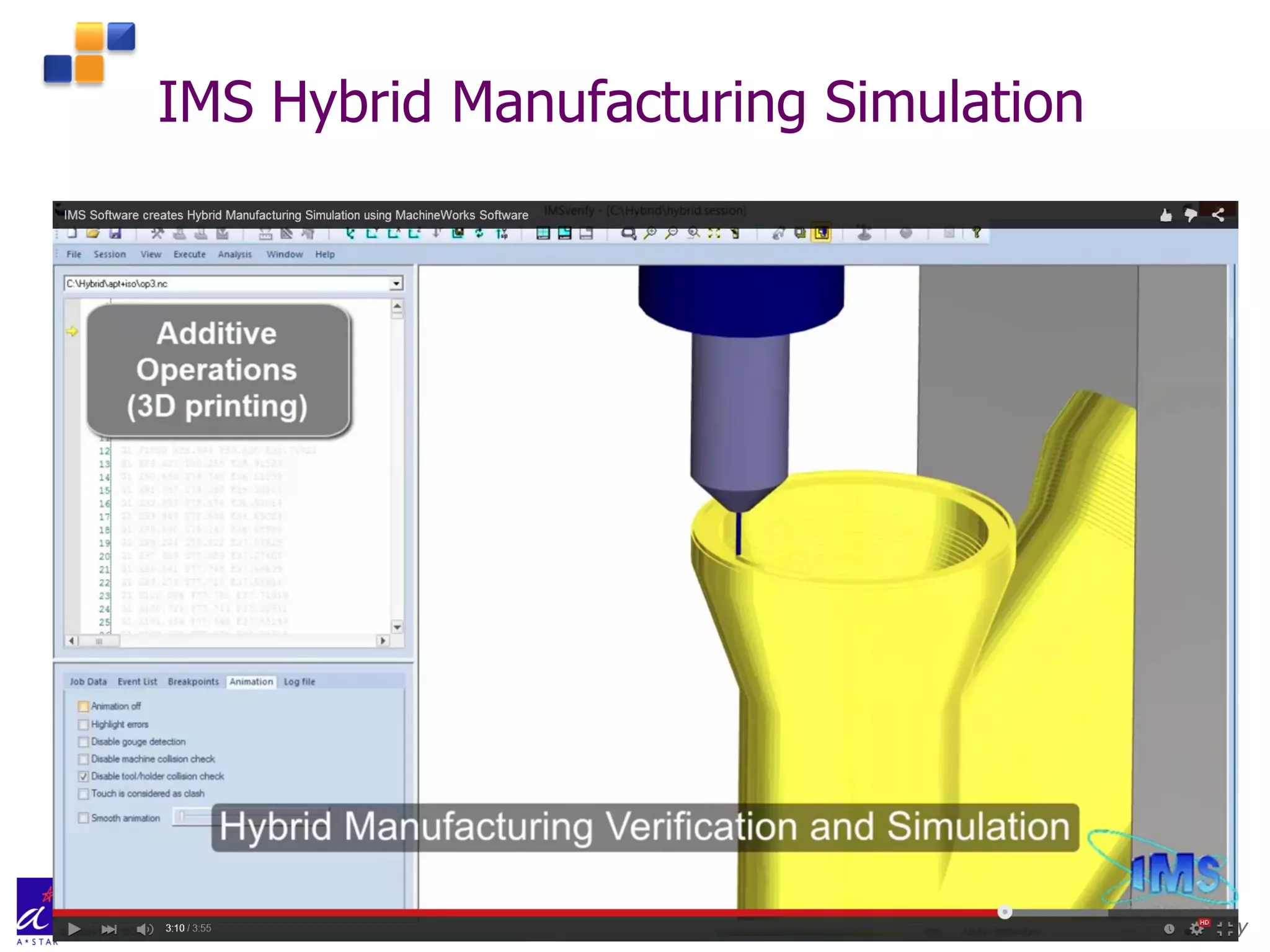 Confidential © 2016 All rights reserved
Singapore Institute of Manufacturing Technology Slide 30
IMS Hybrid Manufacturing Simulation
 